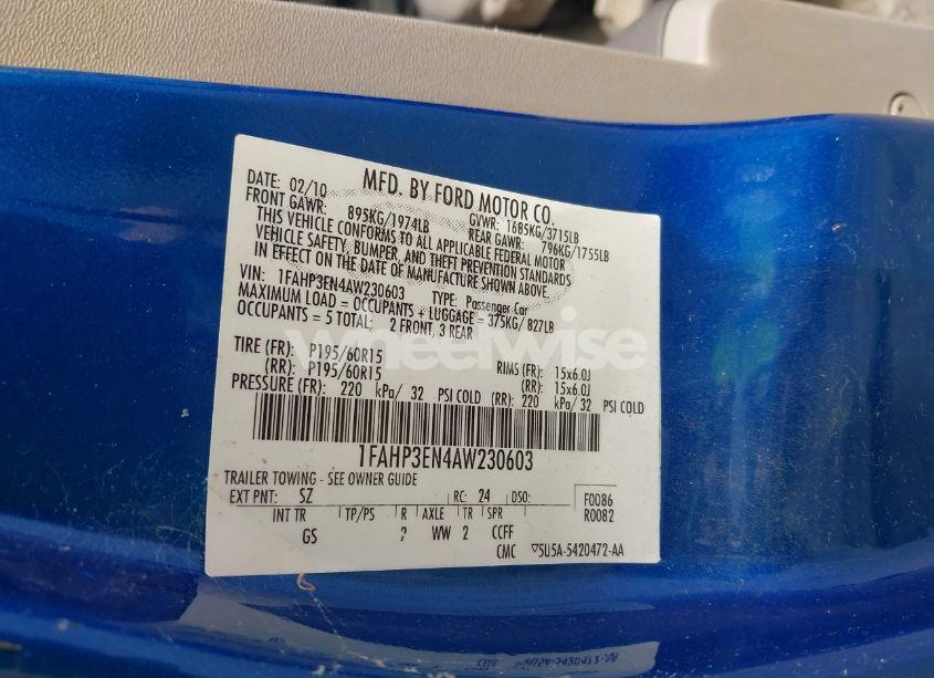 Photo 9 of 2010 Ford Focus S (VIN 1FAHP3EN4AW230603)