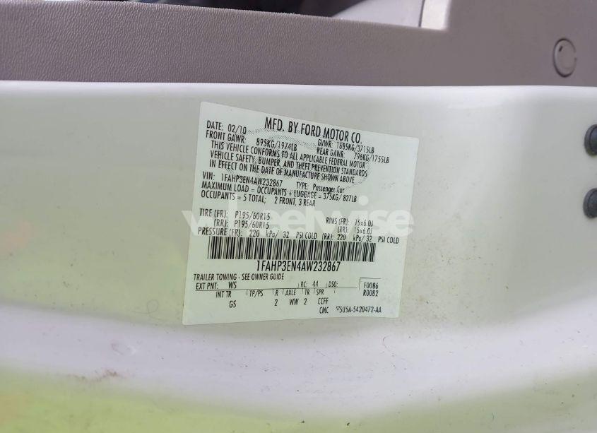 Photo 9 of 2010 Ford Focus S (VIN 1FAHP3EN4AW232867)