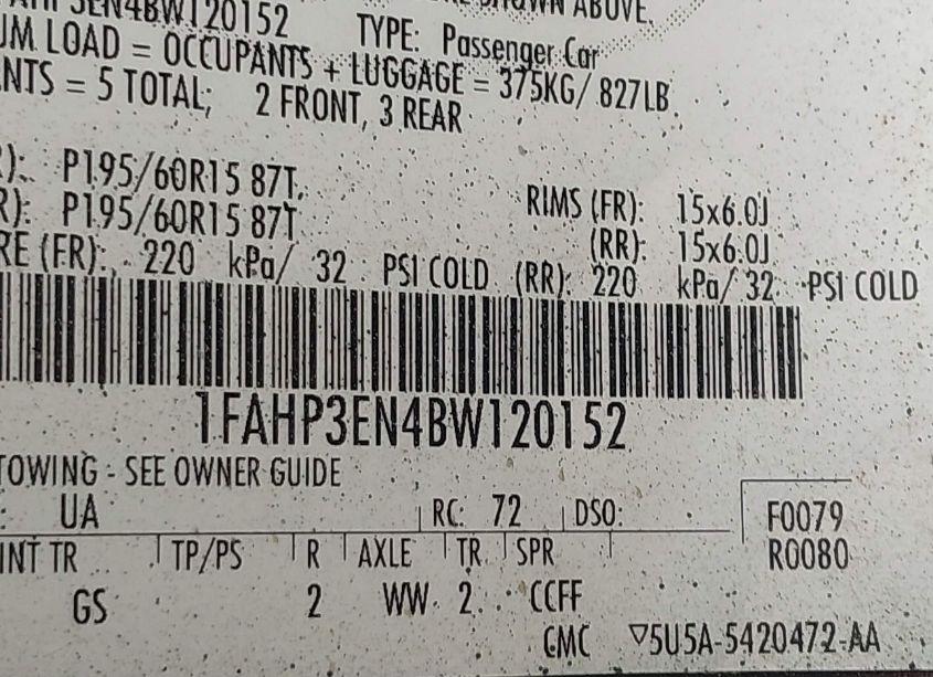 Photo 9 of 2011 Ford Focus S (VIN 1FAHP3EN4BW120152)