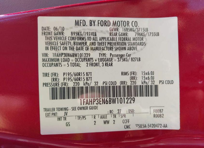 Photo 9 of 2011 Ford Focus S (VIN 1FAHP3EN6BW101229)