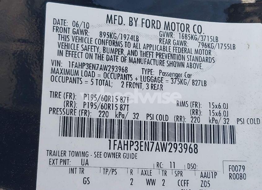 Photo 9 of 2010 Ford Focus S (VIN 1FAHP3EN7AW293968)