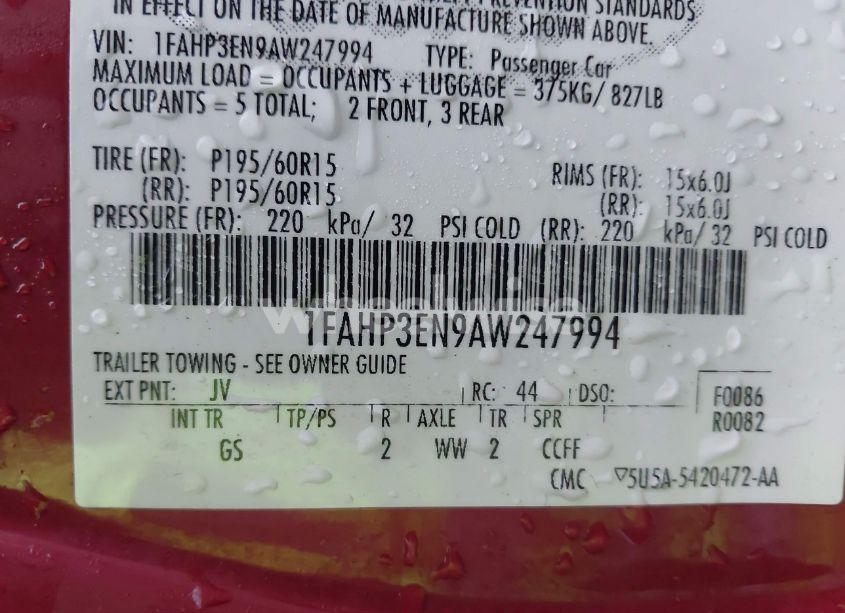 Photo 9 of 2010 Ford Focus S (VIN 1FAHP3EN9AW247994)