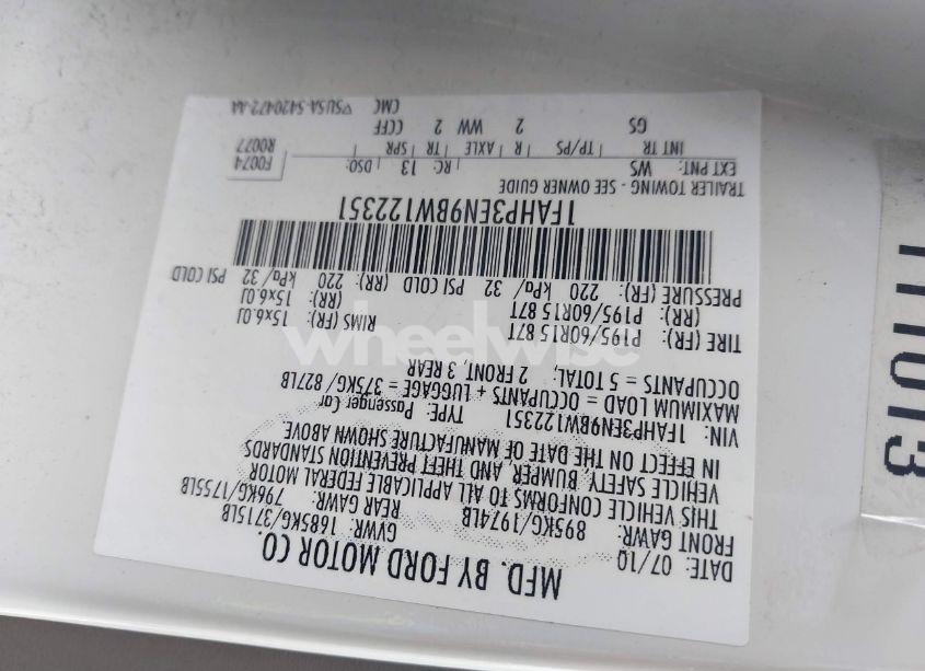 Photo 9 of 2011 Ford Focus S (VIN 1FAHP3EN9BW122351)