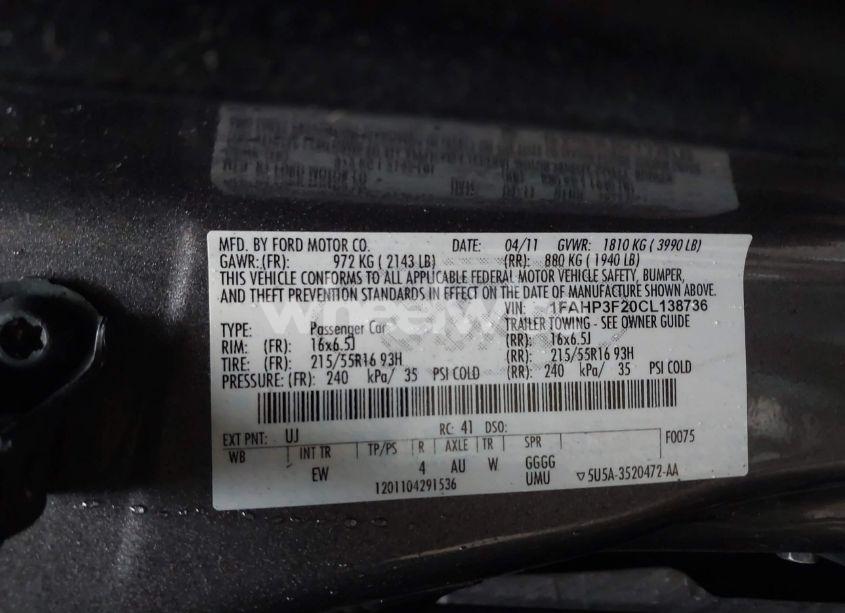 Photo 9 of 2012 Ford Focus SE (VIN 1FAHP3F20CL138736)