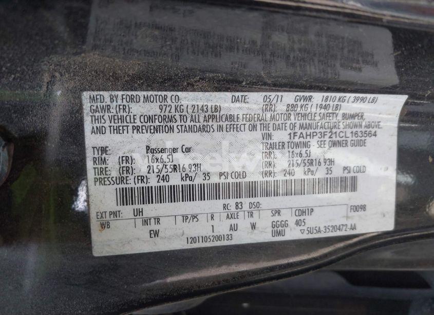 Photo 9 of 2012 Ford Focus SE (VIN 1FAHP3F21CL163564)