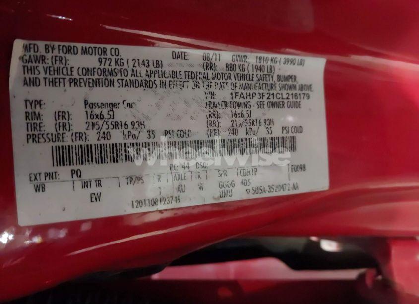 Photo 6 of 2012 Ford Focus SE (VIN 1FAHP3F21CL216179)