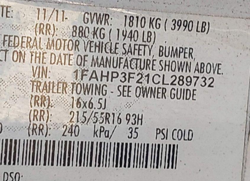 Photo 9 of 2012 Ford Focus SE (VIN 1FAHP3F21CL289732)