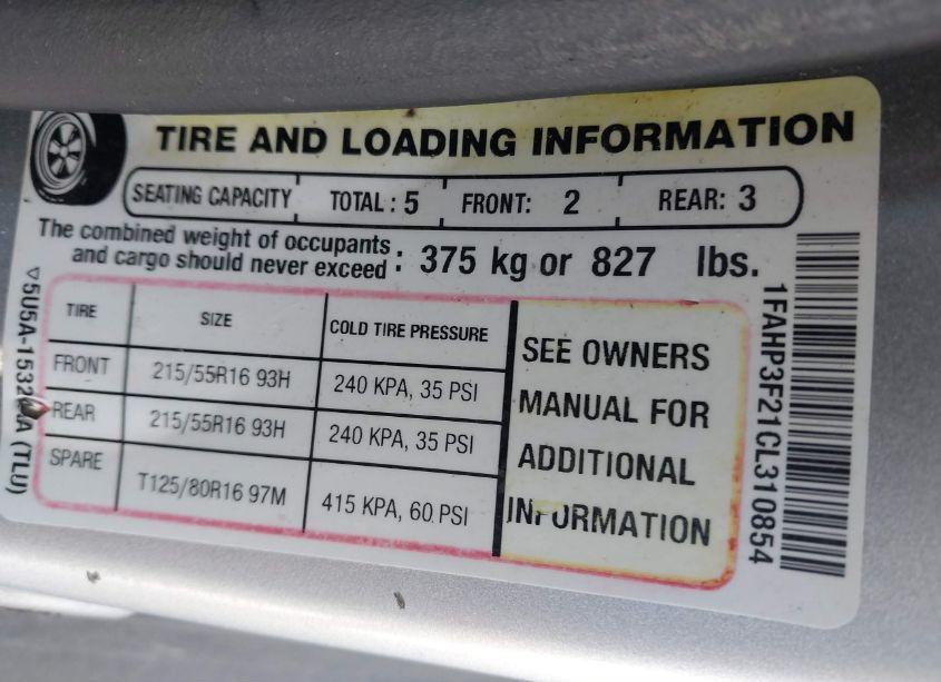 Photo 9 of 2012 Ford Focus SE (VIN 1FAHP3F21CL310854)