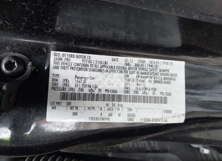 Photo 9 of 2012 Ford Focus SE (VIN 1FAHP3F21CL460902)