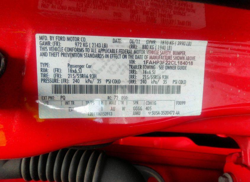 Photo 9 of 2012 Ford Focus SE (VIN 1FAHP3F22CL184018)