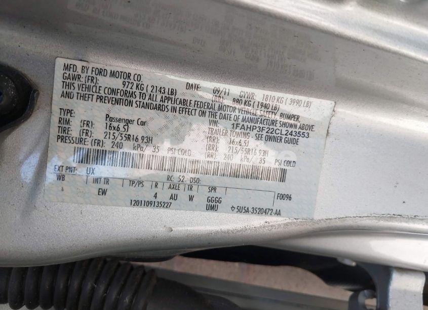 Photo 9 of 2012 Ford Focus SE (VIN 1FAHP3F22CL243553)