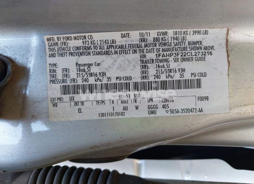 Photo 9 of 2012 Ford Focus SE (VIN 1FAHP3F22CL273216)