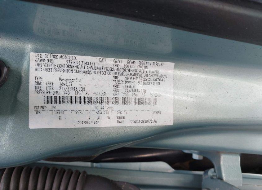 Photo 9 of 2012 Ford Focus SE (VIN 1FAHP3F22CL447043)