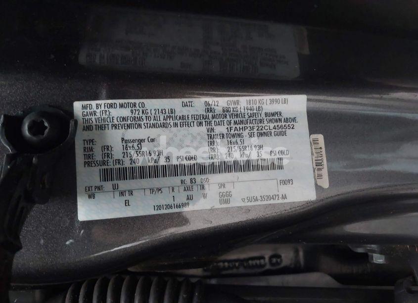 Photo 9 of 2012 Ford Focus SE (VIN 1FAHP3F22CL456552)