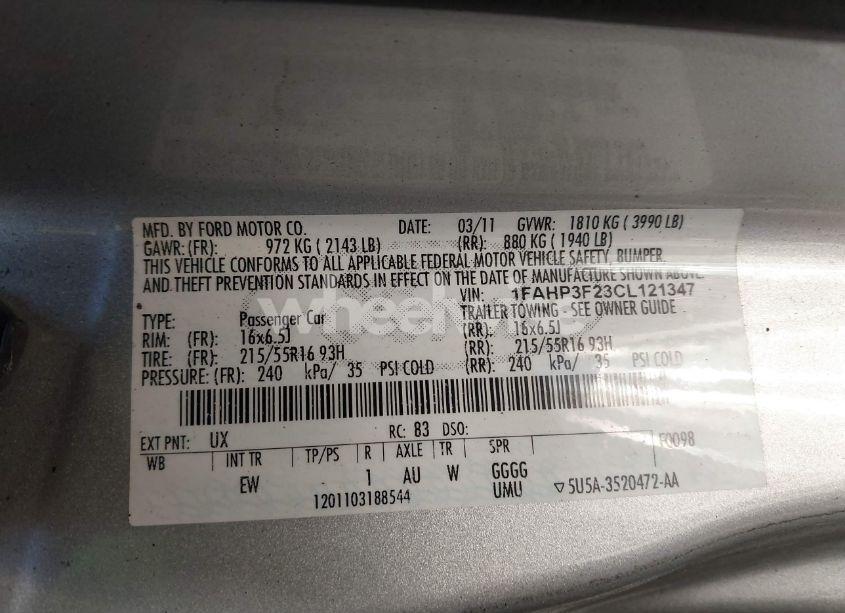 Photo 9 of 2012 Ford Focus SE (VIN 1FAHP3F23CL121347)