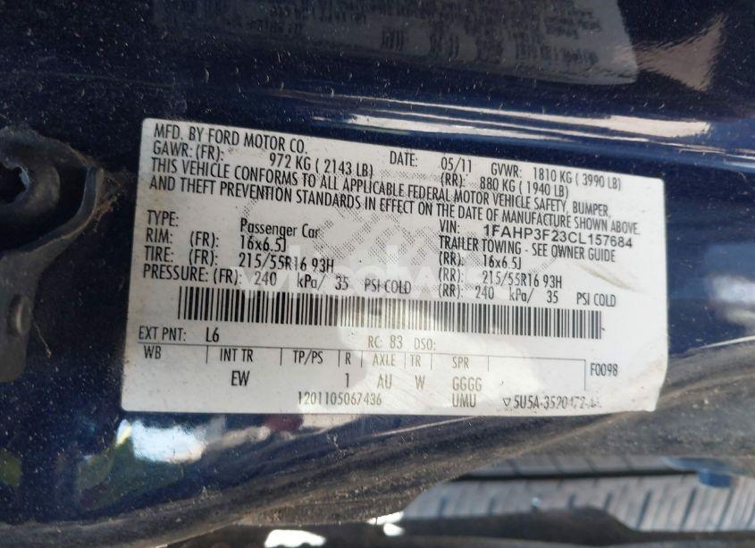 Photo 9 of 2012 Ford Focus SE (VIN 1FAHP3F23CL157684)