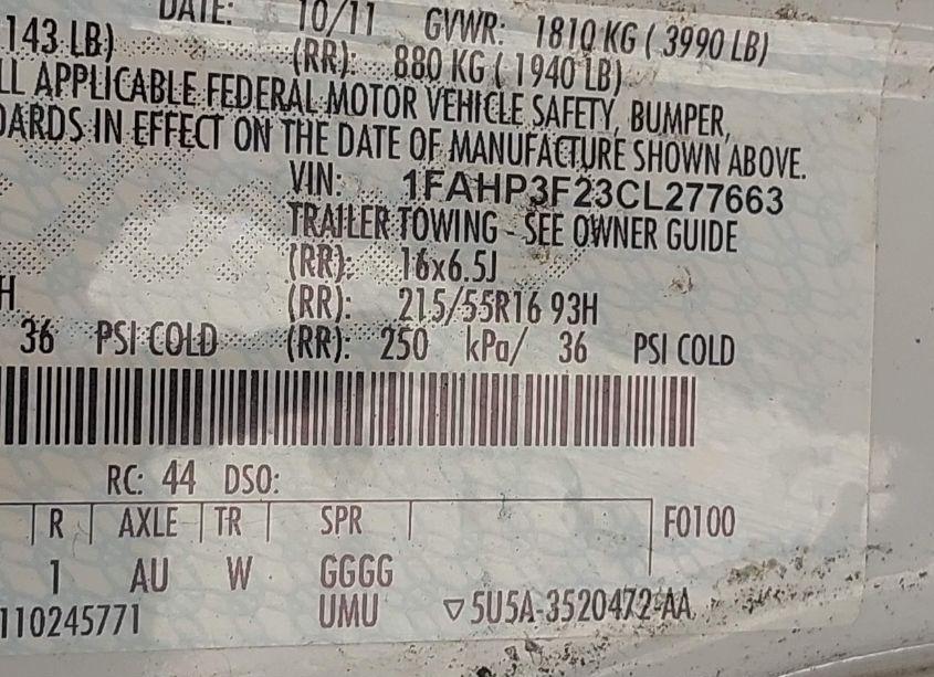 Photo 9 of 2012 Ford Focus SE (VIN 1FAHP3F23CL277663)