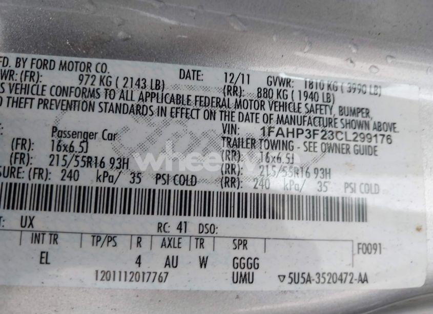 Photo 9 of 2012 Ford Focus SE (VIN 1FAHP3F23CL299176)