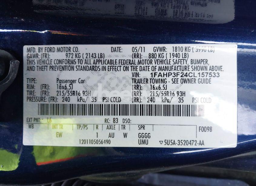 Photo 9 of 2012 Ford Focus SE (VIN 1FAHP3F24CL157533)