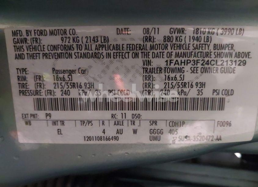 Photo 9 of 2012 Ford Focus SE (VIN 1FAHP3F24CL213129)