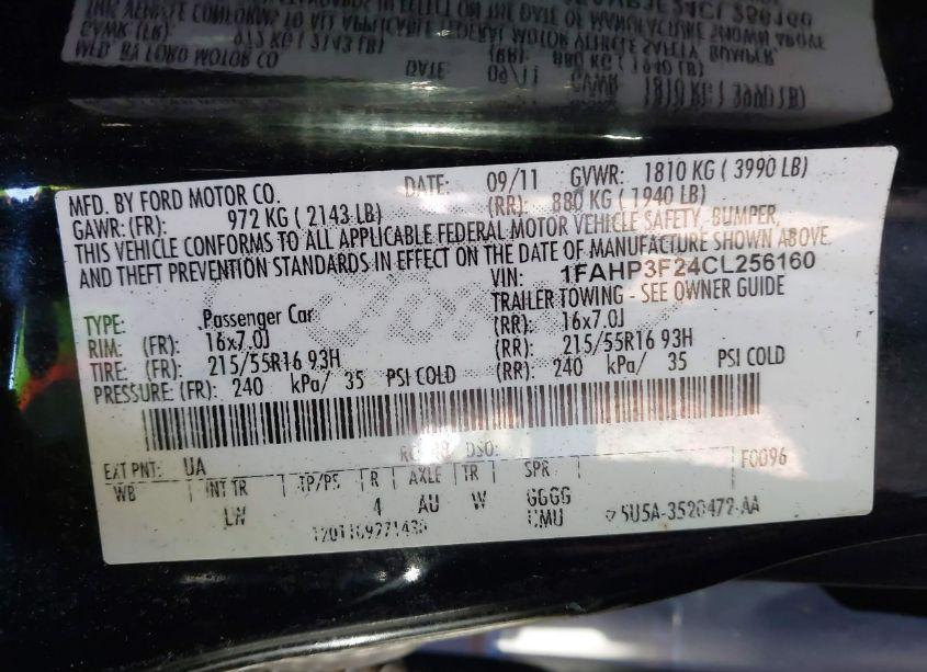 Photo 9 of 2012 Ford Focus SE (VIN 1FAHP3F24CL256160)