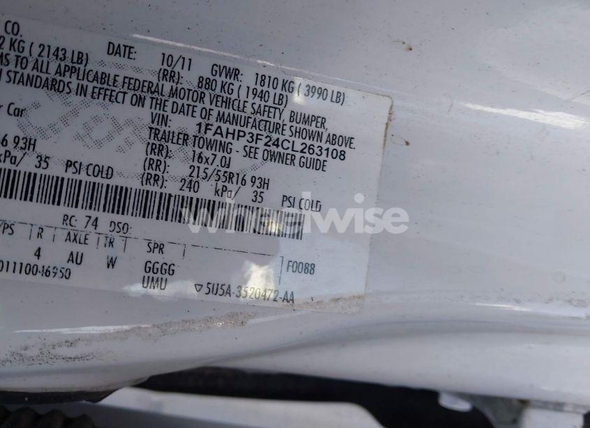 Photo 9 of 2012 Ford Focus SE (VIN 1FAHP3F24CL263108)