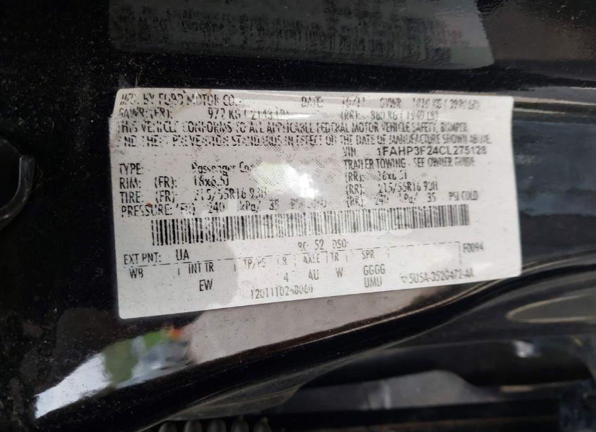 Photo 9 of 2012 Ford Focus SE (VIN 1FAHP3F24CL275128)