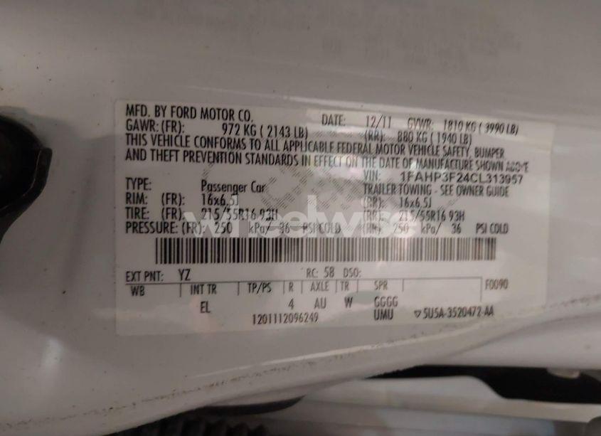 Photo 9 of 2012 Ford Focus SE (VIN 1FAHP3F24CL313957)