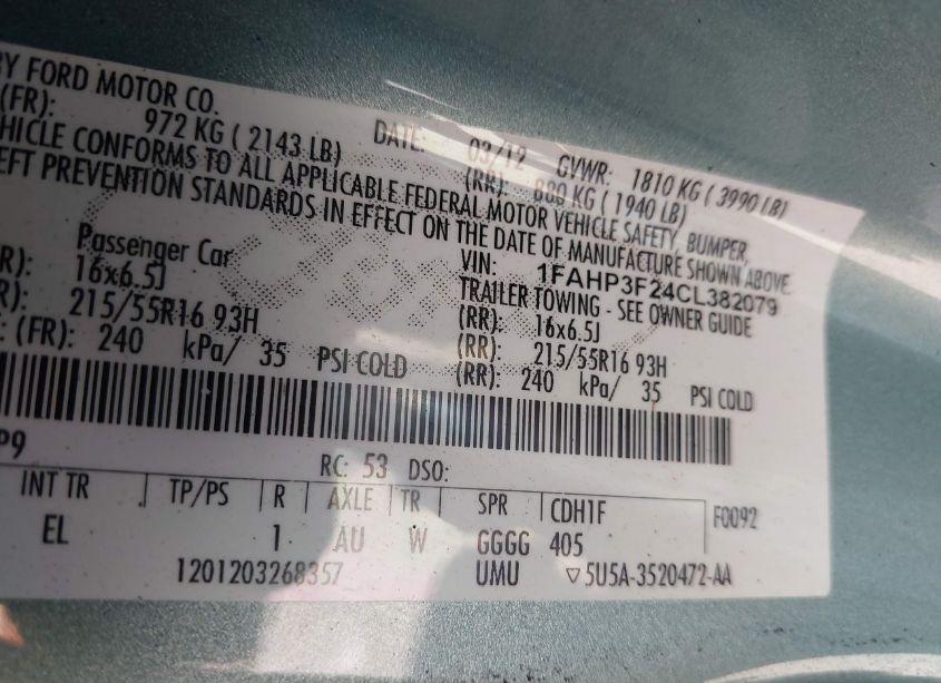 Photo 9 of 2012 Ford Focus SE (VIN 1FAHP3F24CL382079)