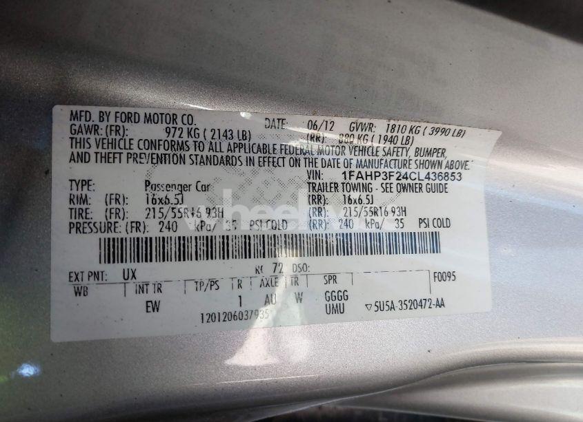 Photo 9 of 2012 Ford Focus SE (VIN 1FAHP3F24CL436853)