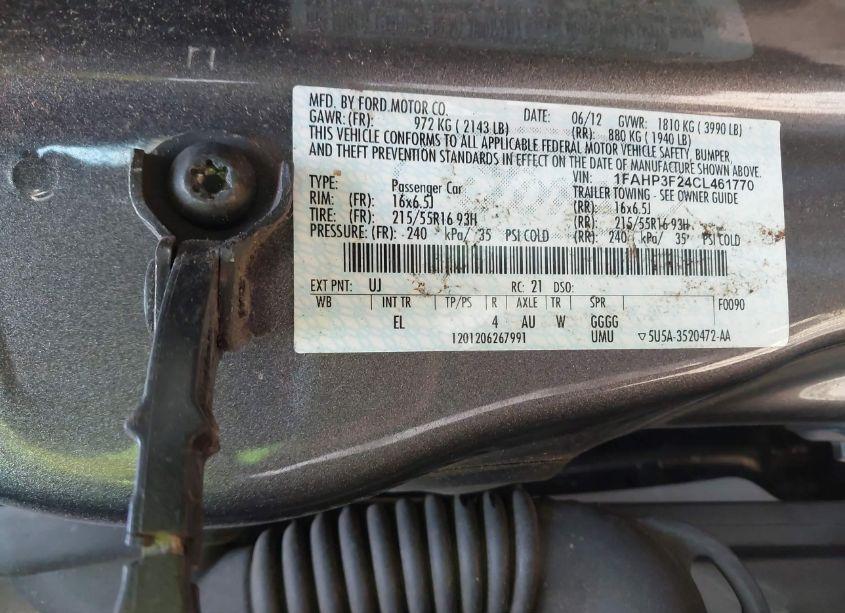 Photo 9 of 2012 Ford Focus SE (VIN 1FAHP3F24CL461770)