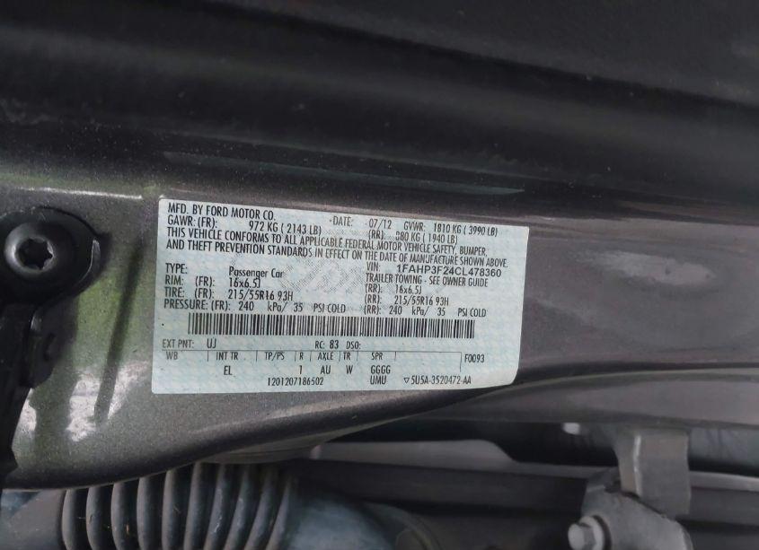 Photo 9 of 2012 Ford Focus SE (VIN 1FAHP3F24CL478360)