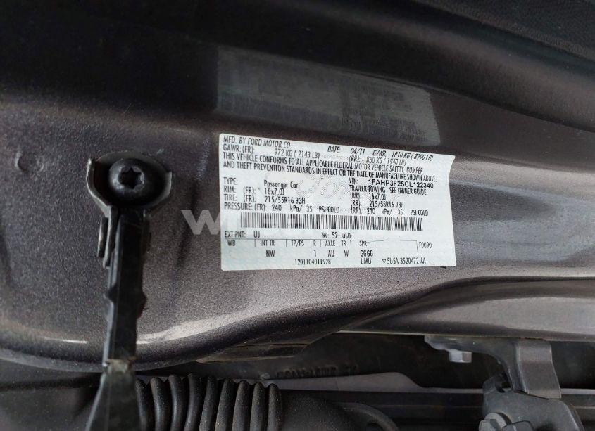 Photo 9 of 2012 Ford Focus SE (VIN 1FAHP3F25CL122340)