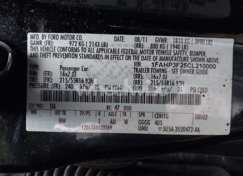 Photo 9 of 2012 Ford Focus SE (VIN 1FAHP3F25CL210000)