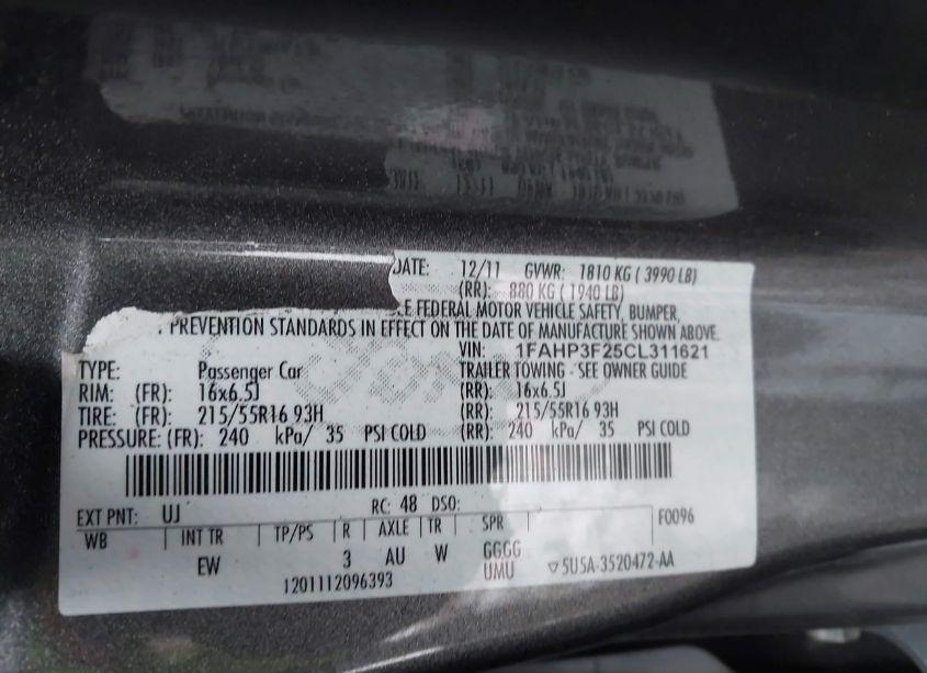 Photo 9 of 2012 Ford Focus SE (VIN 1FAHP3F25CL311621)