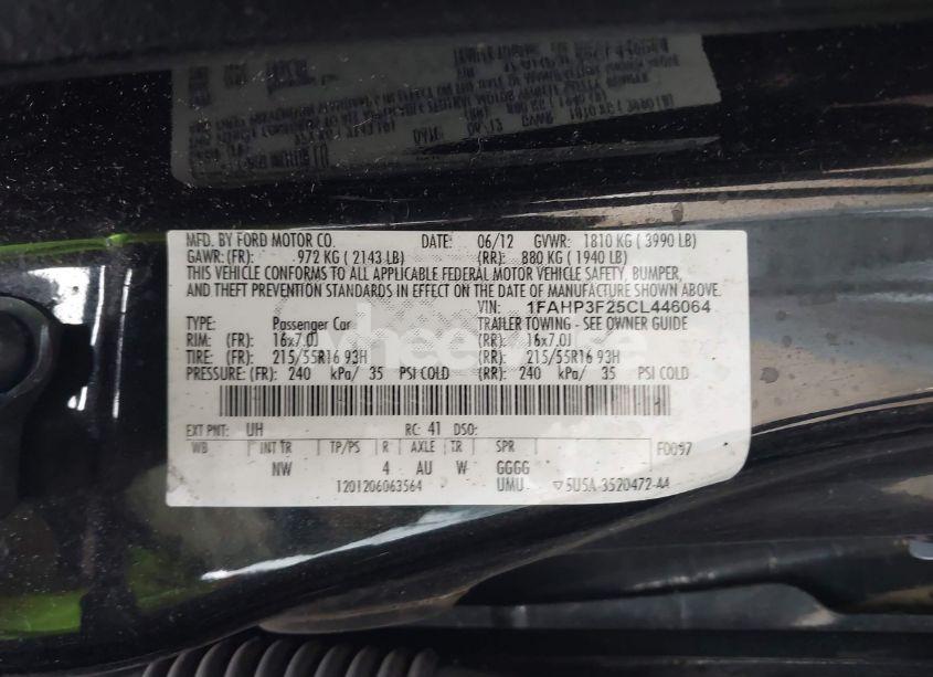 Photo 9 of 2012 Ford Focus SE (VIN 1FAHP3F25CL446064)