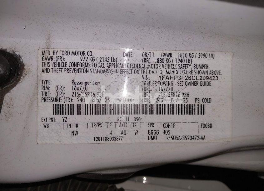 Photo 9 of 2012 Ford Focus SE (VIN 1FAHP3F26CL209423)