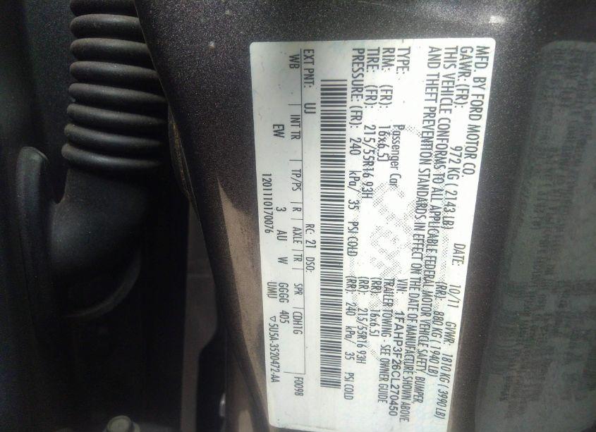 Photo 9 of 2012 Ford Focus SE (VIN 1FAHP3F26CL270450)