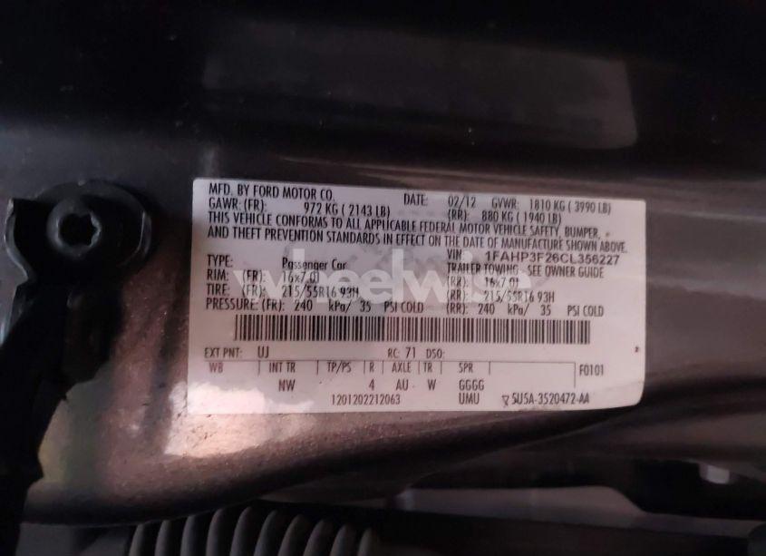 Photo 9 of 2012 Ford Focus SE (VIN 1FAHP3F26CL356227)