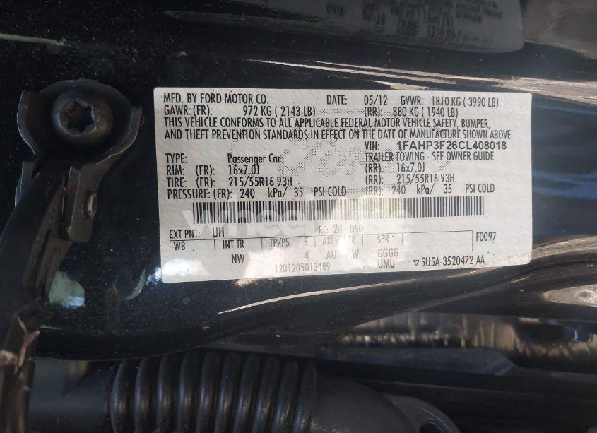 Photo 9 of 2012 Ford Focus SE (VIN 1FAHP3F26CL408018)