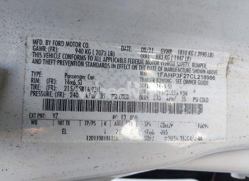 Photo 9 of 2012 Ford Focus SE (VIN 1FAHP3F27CL218986)