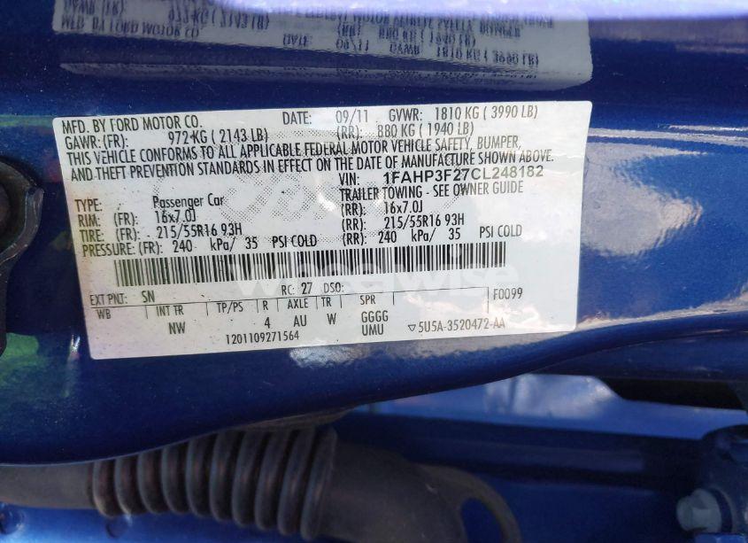 Photo 9 of 2012 Ford Focus SE (VIN 1FAHP3F27CL248182)