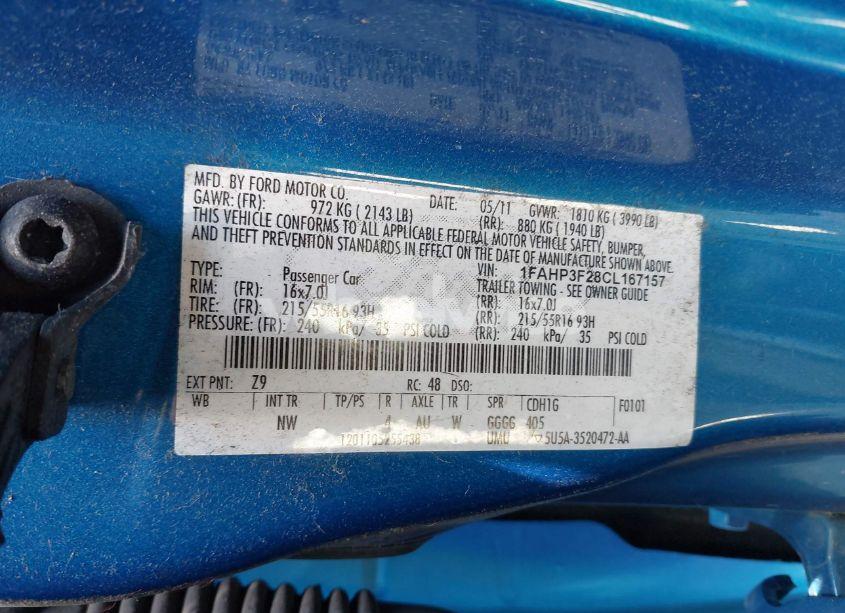 Photo 9 of 2012 Ford Focus SE (VIN 1FAHP3F28CL167157)