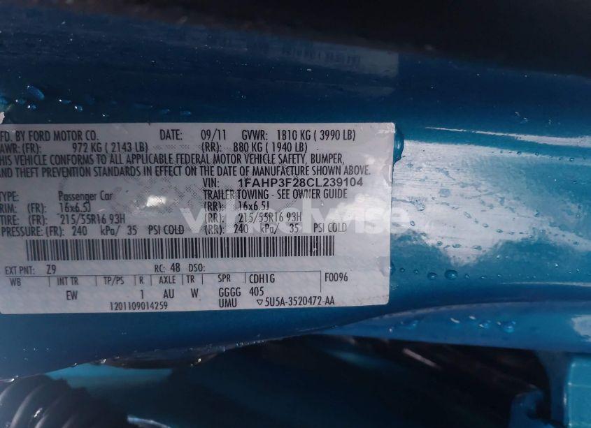 Photo 9 of 2012 Ford Focus SE (VIN 1FAHP3F28CL239104)