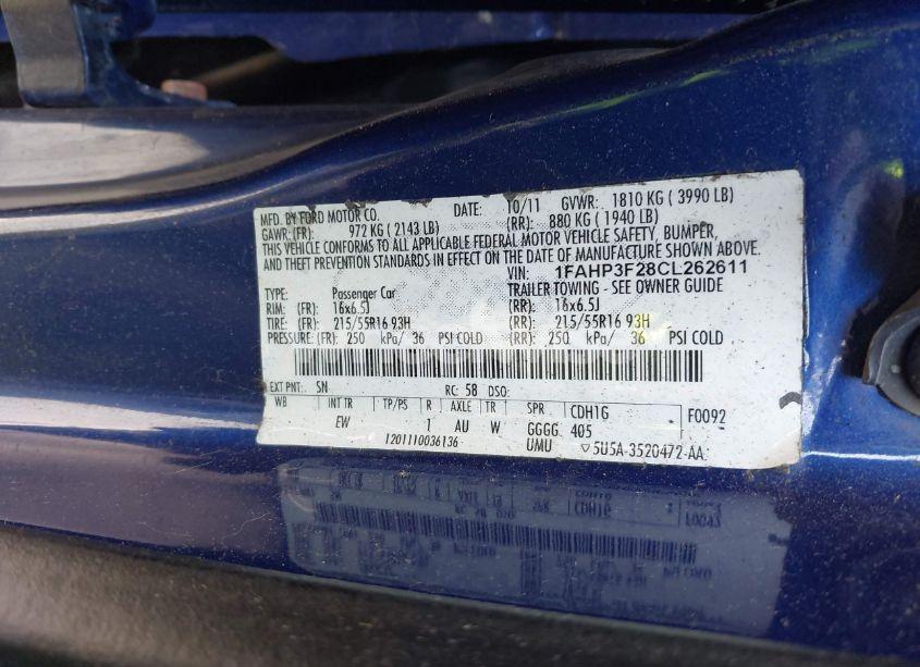 Photo 9 of 2012 Ford Focus SE (VIN 1FAHP3F28CL262611)