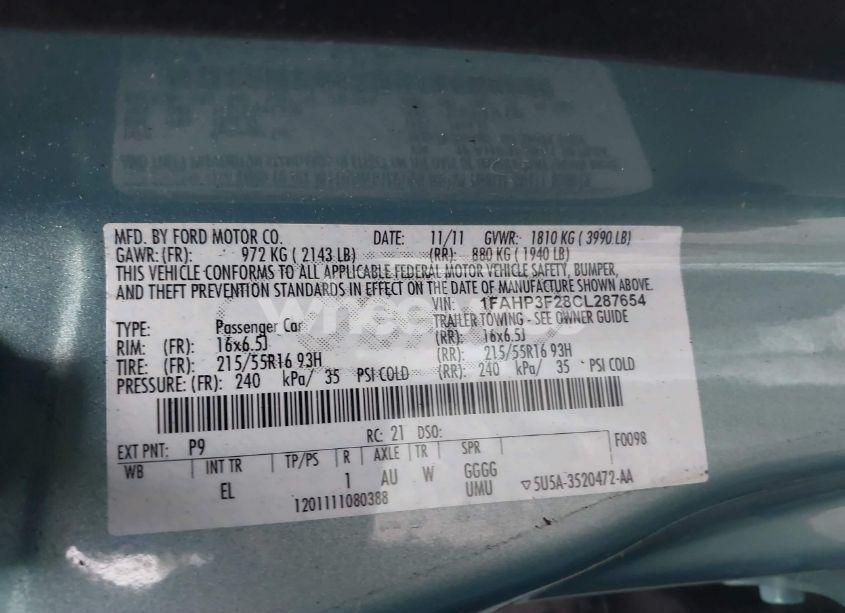 Photo 9 of 2012 Ford Focus SE (VIN 1FAHP3F28CL287654)