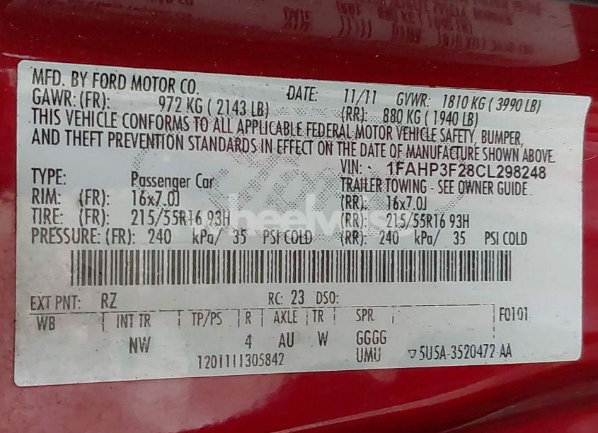 Photo 9 of 2012 Ford Focus SE (VIN 1FAHP3F28CL298248)