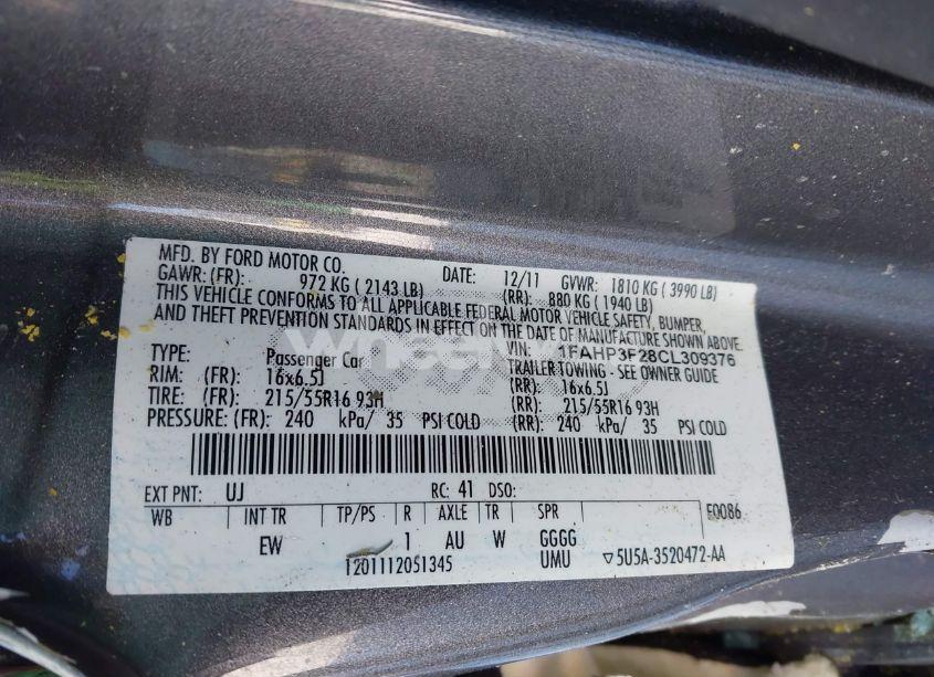 Photo 9 of 2012 Ford Focus SE (VIN 1FAHP3F28CL309376)