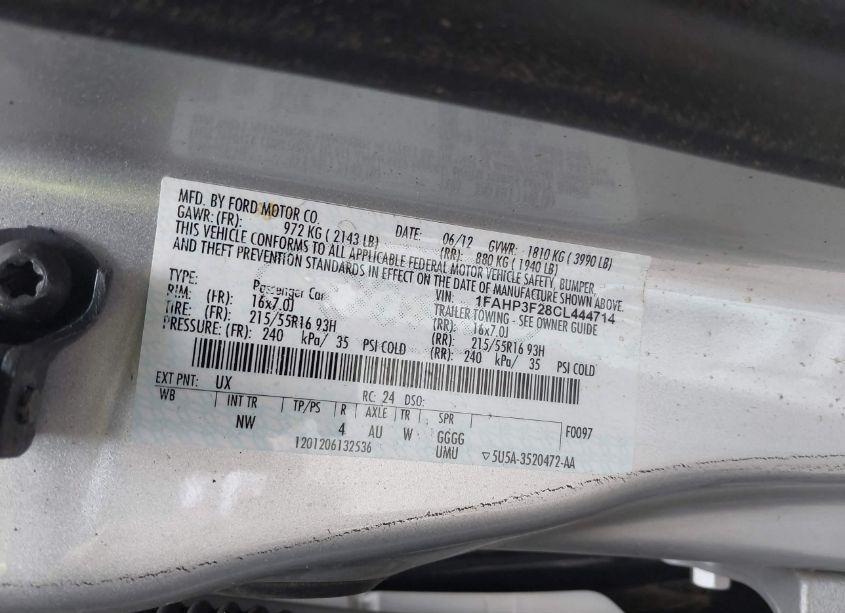 Photo 9 of 2012 Ford Focus SE (VIN 1FAHP3F28CL444714)