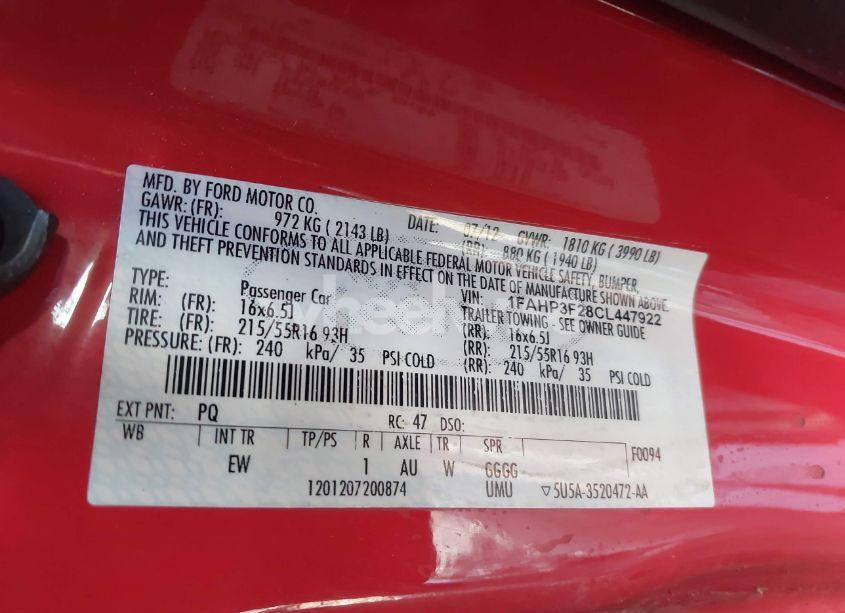 Photo 9 of 2012 Ford Focus SE (VIN 1FAHP3F28CL447922)